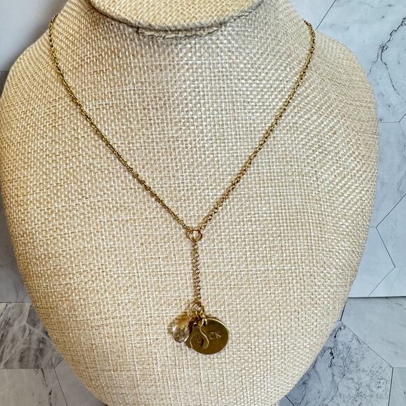Nashelle Jewelry - Nashelle Gold Filled Luck Necklace Wish Bone Gem Pendant Chain 24" Dainty EUC